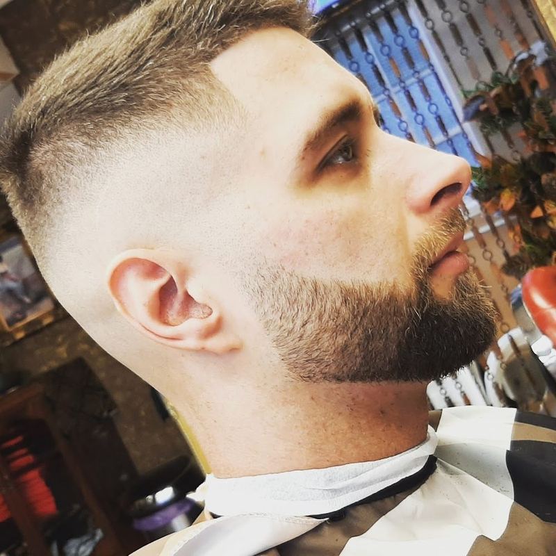 Clean skin-fade and beard line-up at Boss Barbers, Bath